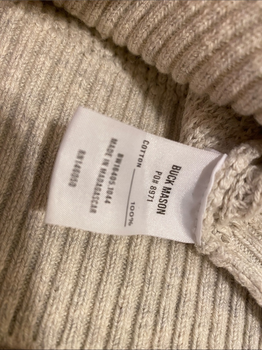 Buck Mason Cotton Cropped Waffle Knit Crewneck Sweater - Cream. Size XS - Picture 8 of 11